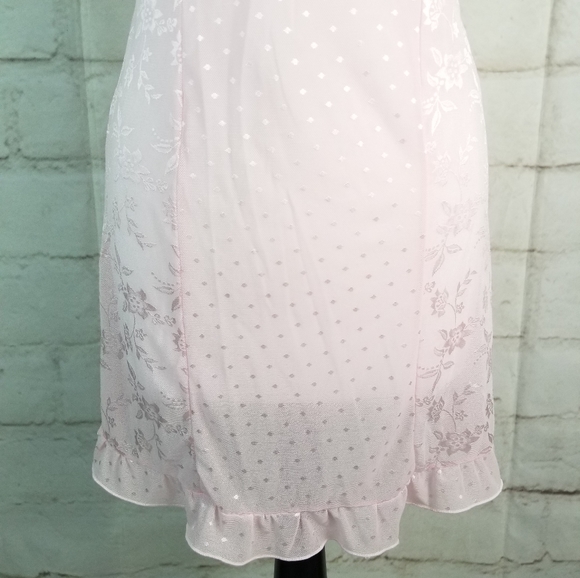 Sexy Pastel Pink L Stretchy Lace Sheer Short Chemise Nightie Foam Bra Underwire - Picture 6 of 8